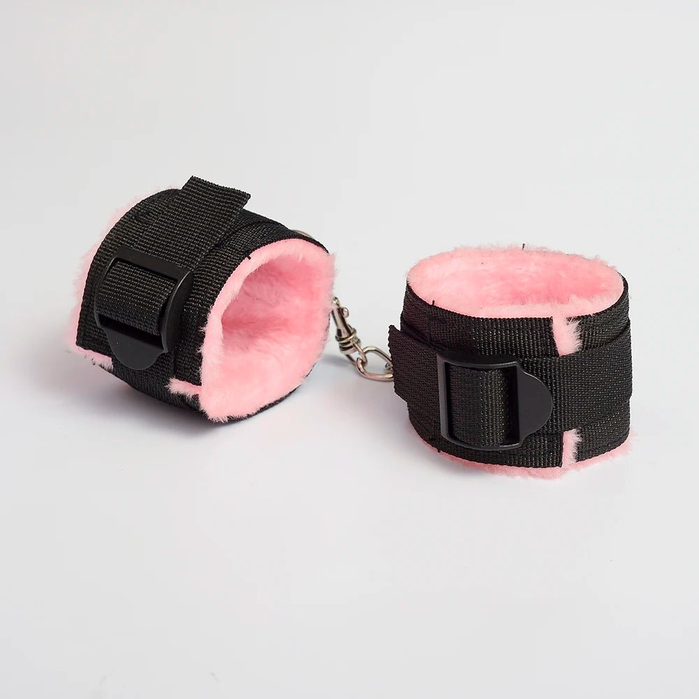 Webbing Plush Bondage Handcuffs Ankle Cuffs Kit For Couples