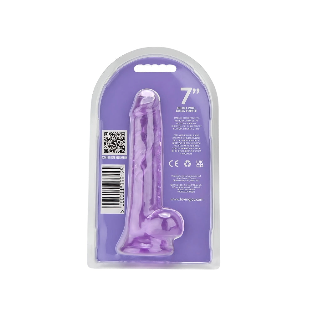 Loving Joy 7 Inch Dildo with Balls Purple