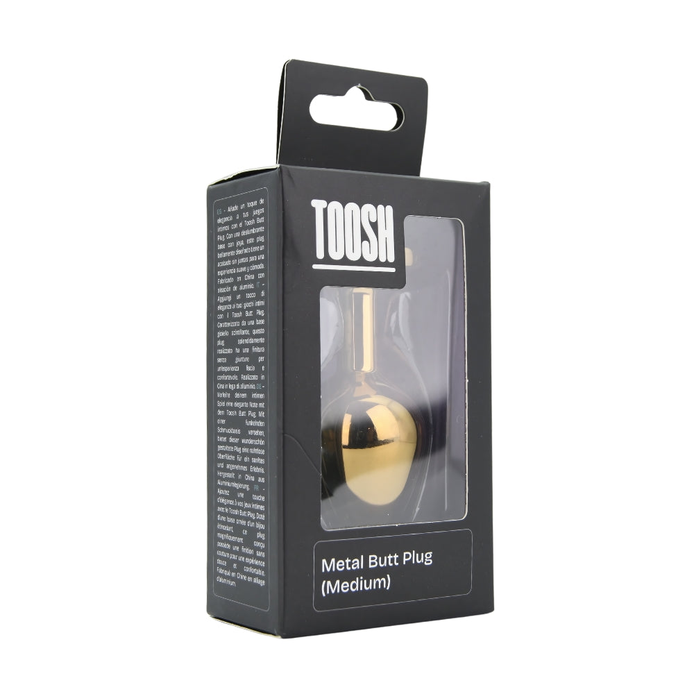 Toosh Gold Metal Butt Plug Medium Red Stone