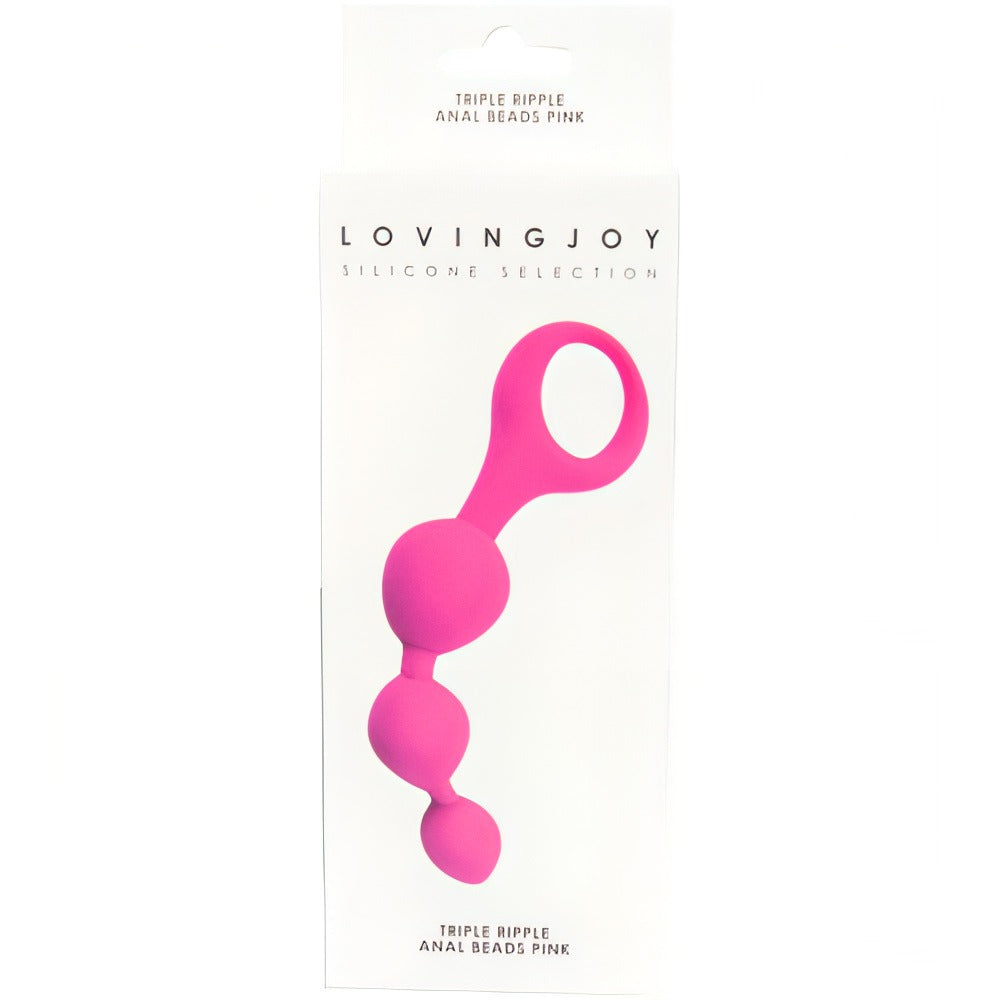 Loving Joy Triple Ripple Anal Beads-Pink