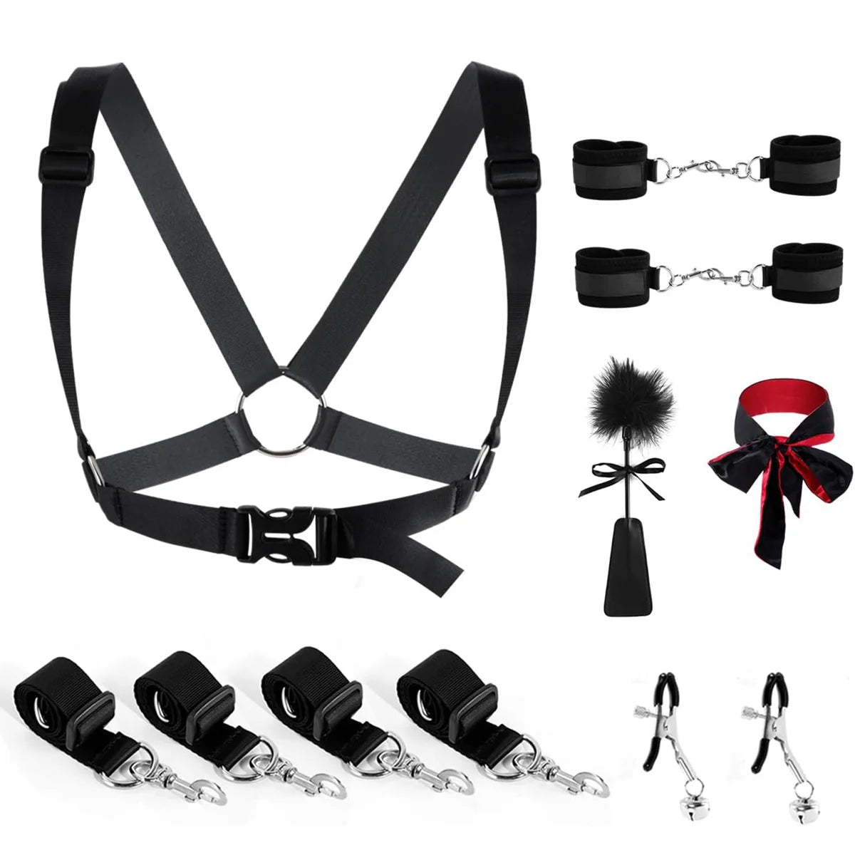 Bondage accessory product overview on neutral background
