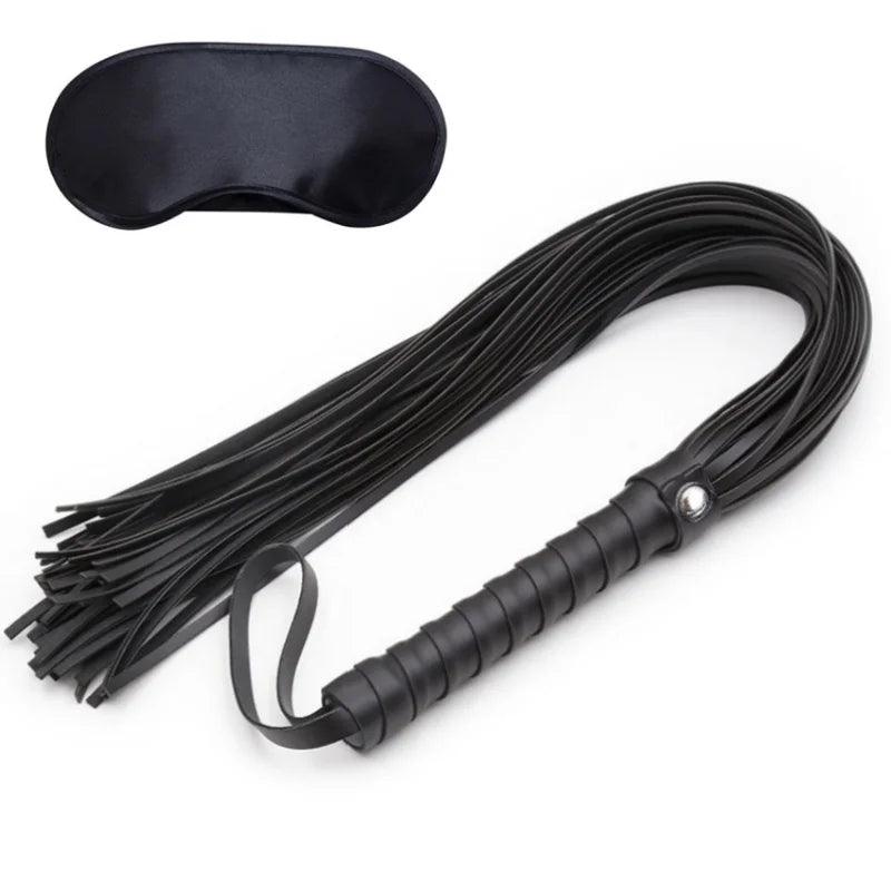 Black leather flogger included in kit