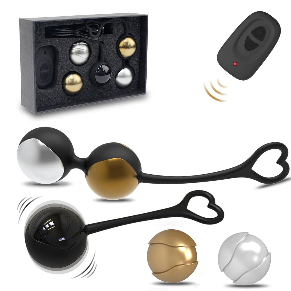 Kegel trainer showing attachment cord or retrieval string