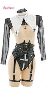 Women Lingerie Set Nun Suit Open Chest Body Shaper Bodysuit – closure detail