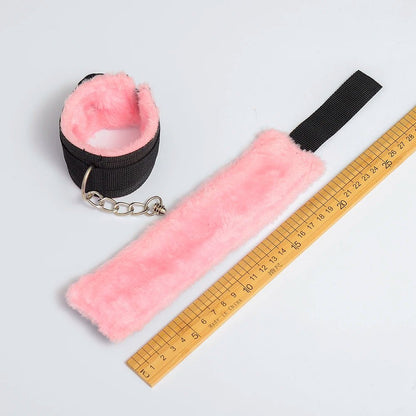Webbing Plush Bondage Handcuffs Ankle Cuffs Kit For Couples
