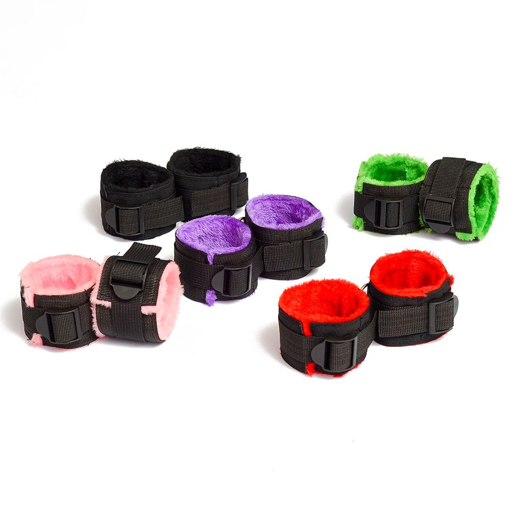 Webbing Plush Bondage Handcuffs Ankle Cuffs Kit For Couples
