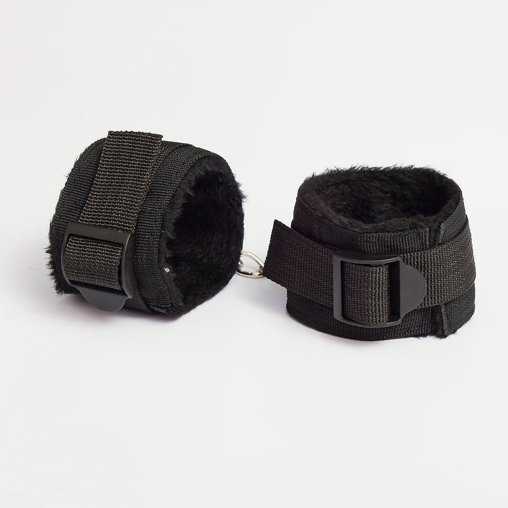 Webbing Plush Bondage Handcuffs Ankle Cuffs Kit For Couples