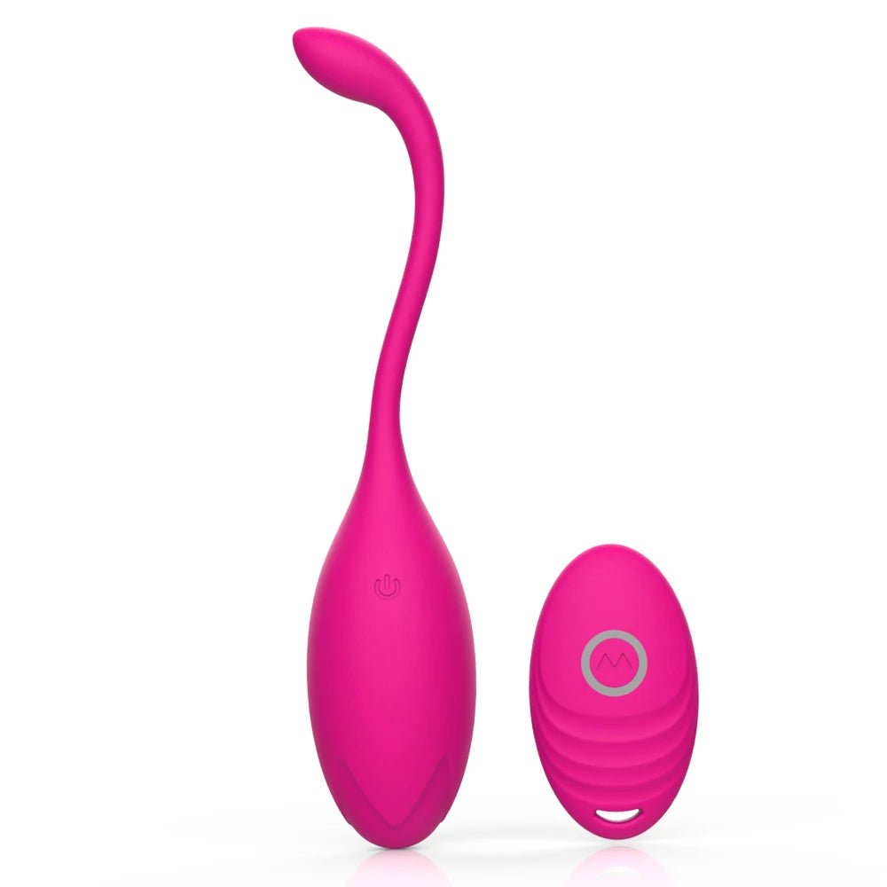 Kegel trainer showing attachment cord or retrieval string