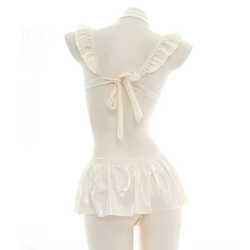 Lingerie set components laid flat