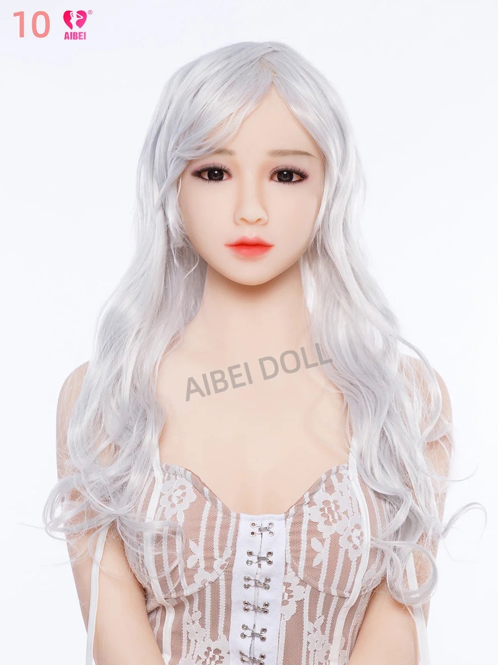 Face and head detail of adult companion figure