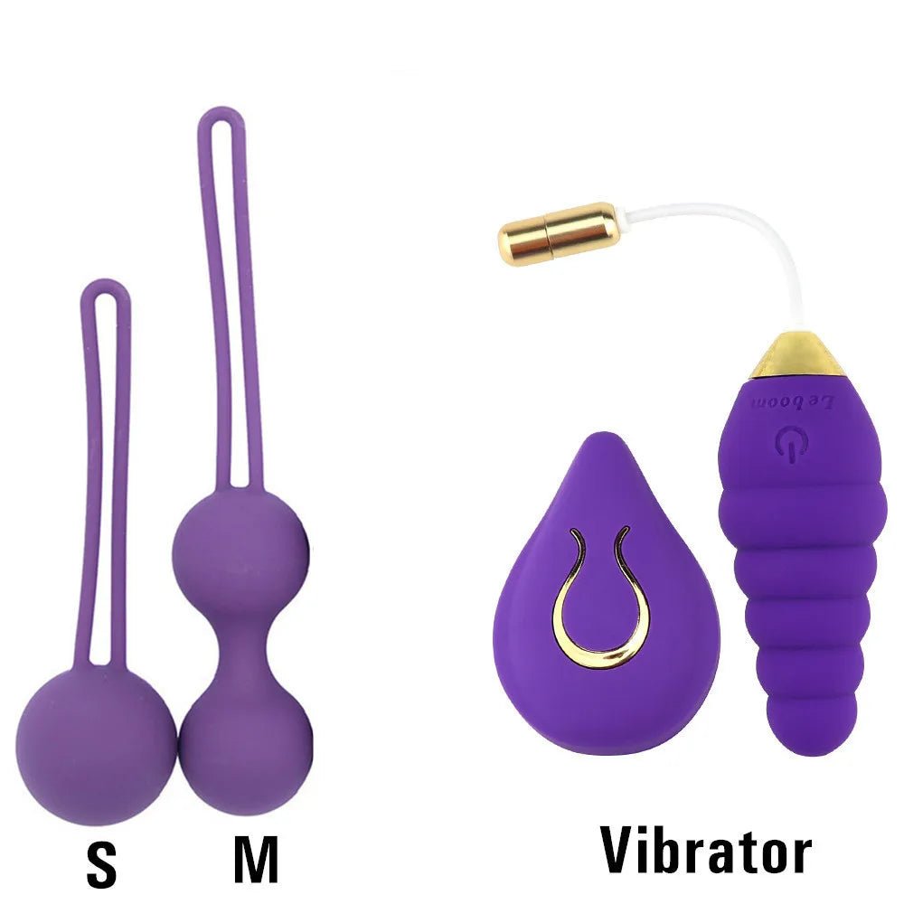 Kegel trainer showing attachment cord or retrieval string