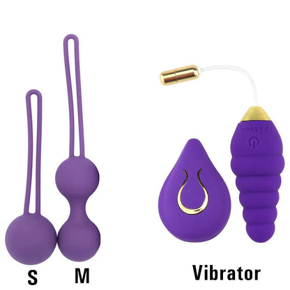 Kegel trainer showing attachment cord or retrieval string