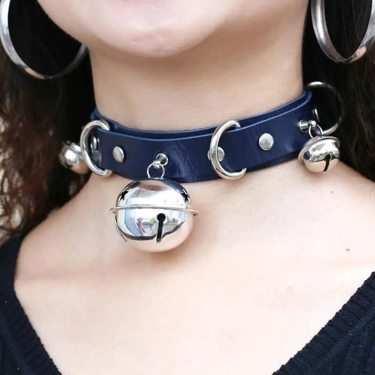 Bdsm Bondage Restraints Neck Collar Punk Style With Bell