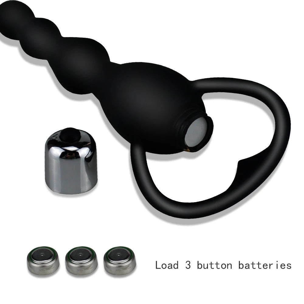 Side view of vibrating bead toy showing bead spacing