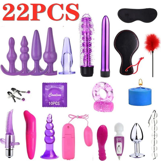 22Pcs Bdsm Gear Kit Adult Handcuff Personal Toys For Couples Gspot