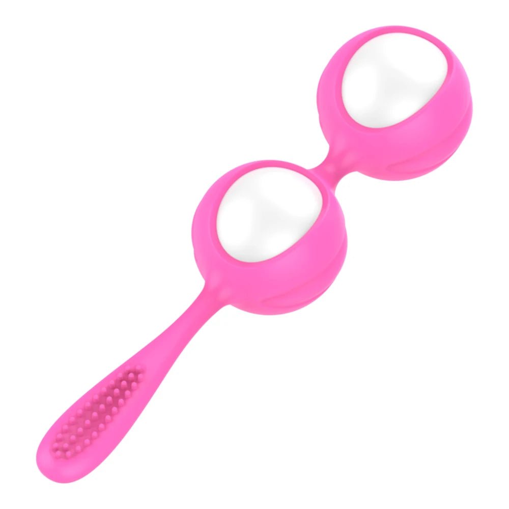 Kegel trainer showing attachment cord or retrieval string