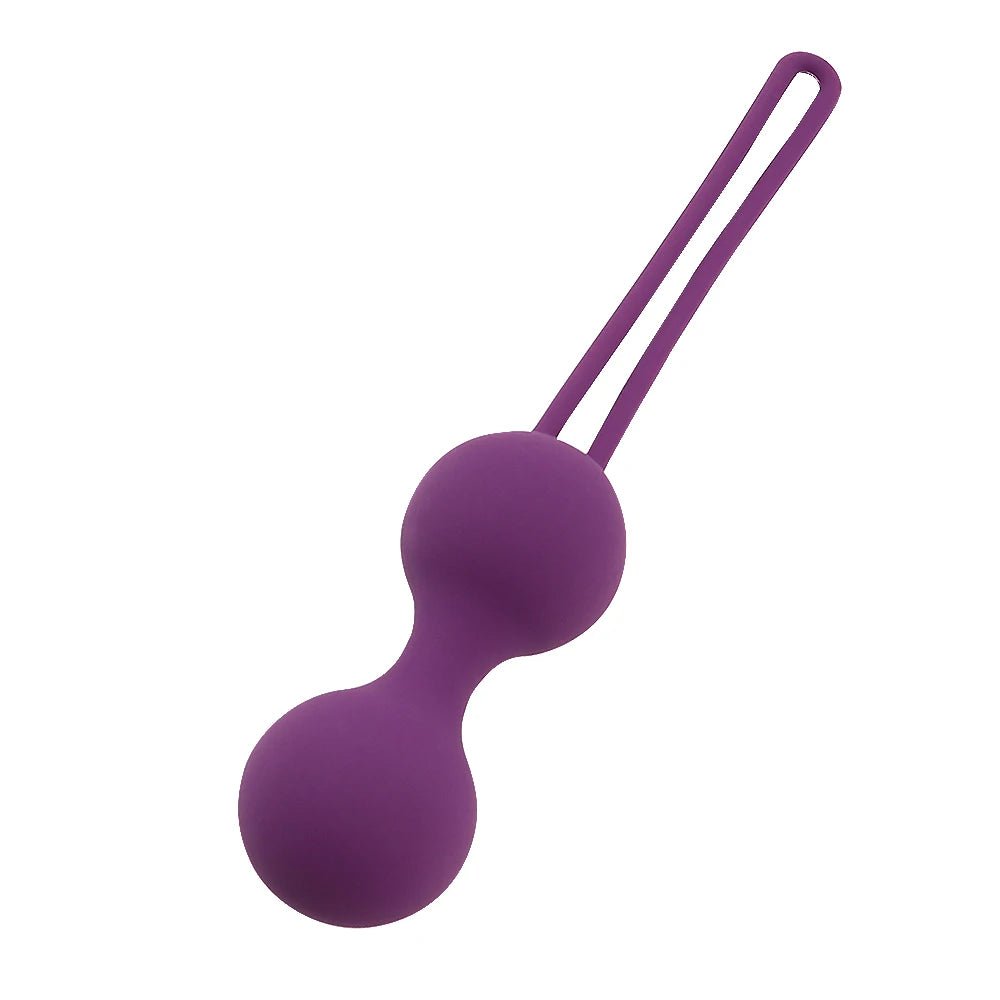 Kegel trainer showing attachment cord or retrieval string