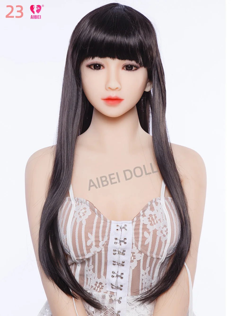 Face and head detail of adult companion figure