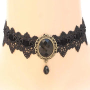 Lace Choker with Gem Pendant