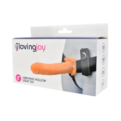 Loving Joy 8 Inch Vibrating Hollow Strap On Vanilla