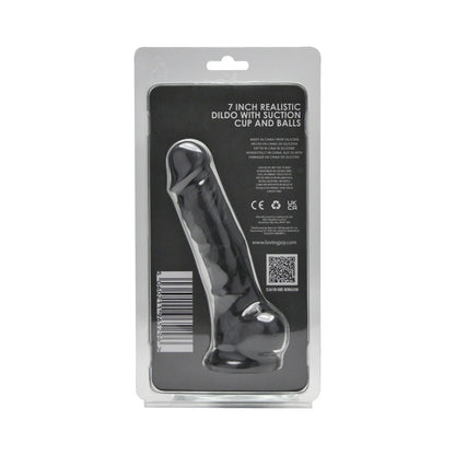 Loving Joy 7 Inch Realistic Silicone Dildo with Suction Cup and Balls Black