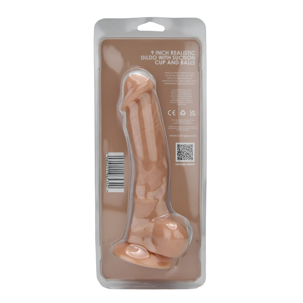Loving Joy 9 Inch Realistic Silicone Dildo with Suction Cup and Balls Vanilla