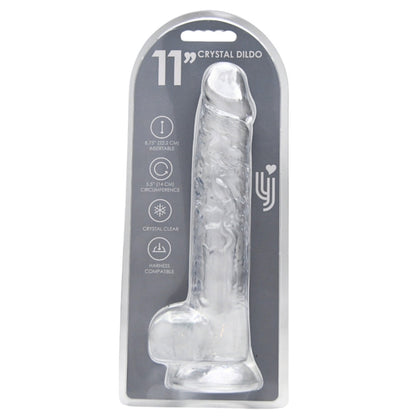 Loving Joy 11 Inch Dildo with Balls Clear