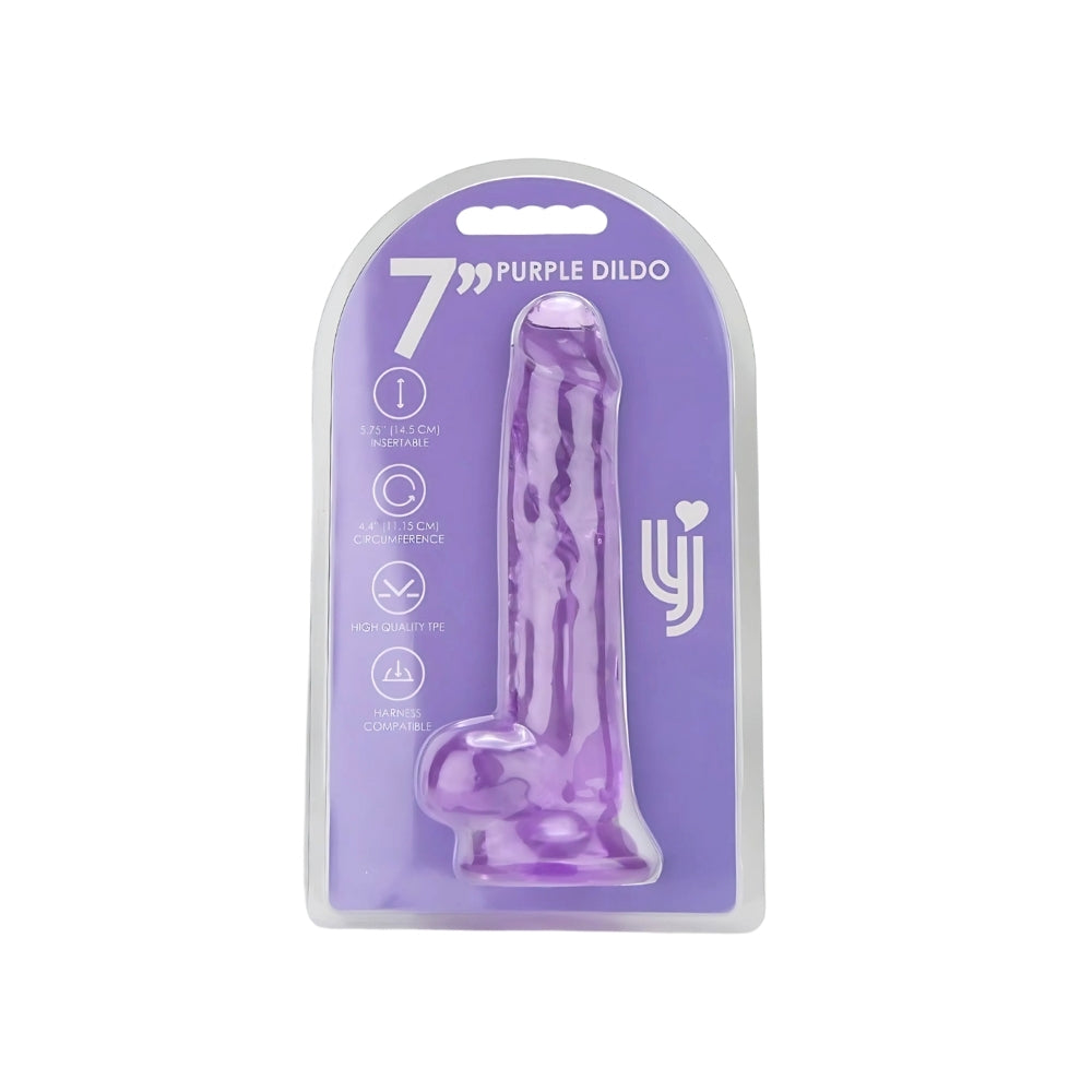 Loving Joy 7 Inch Dildo with Balls Purple