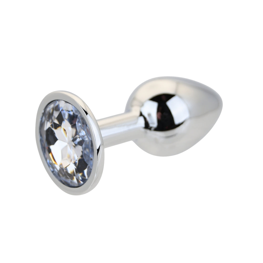 Toosh Silver Metal Butt Plug Small Clear Stone