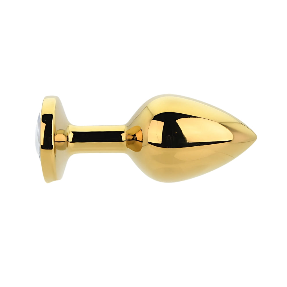 Toosh Gold Metal Butt Plug Medium Clear Stone
