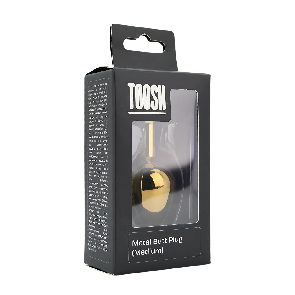 Toosh Gold Metal Butt Plug Medium Clear Stone