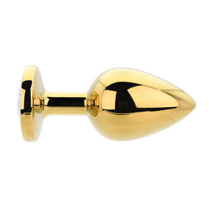 Toosh Gold Metal Butt Plug Large Clear Stone