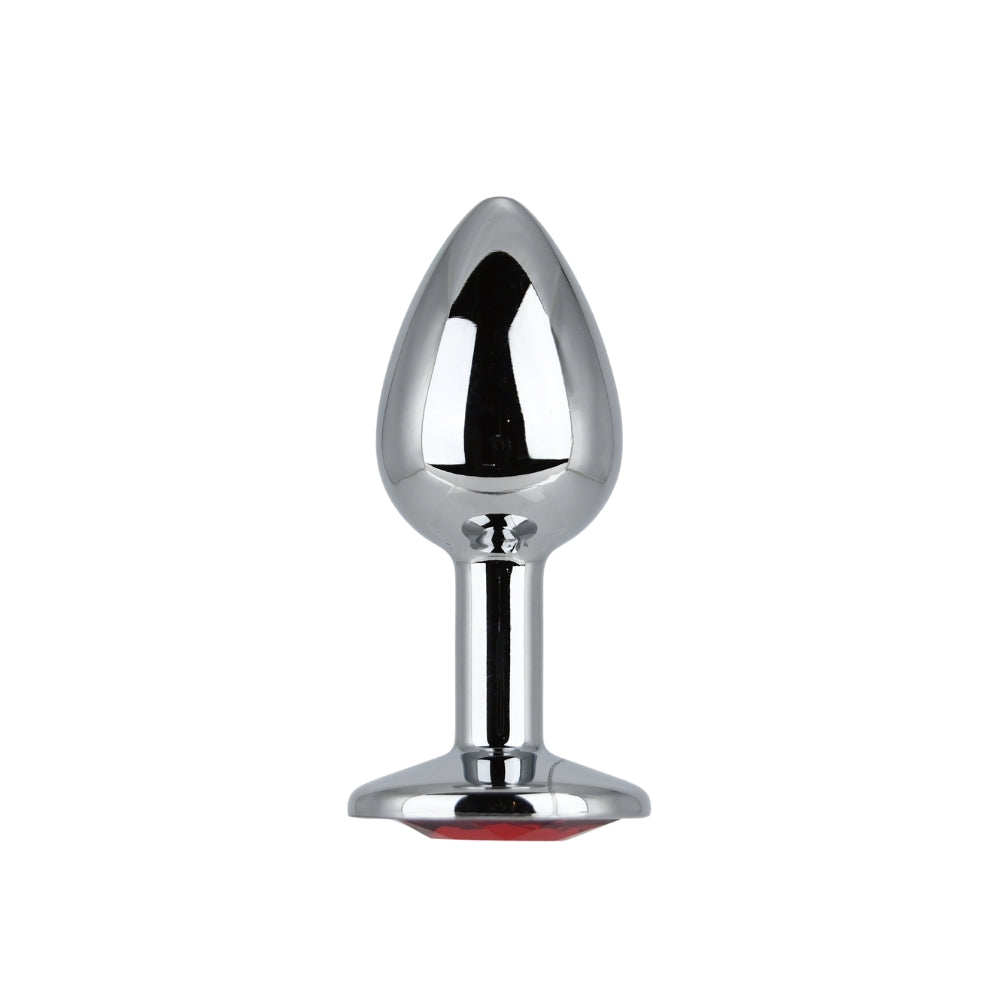 Toosh Silver Metal Butt Plug Small Red Stone