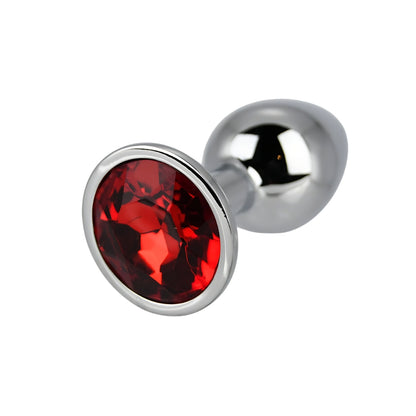 Toosh Silver Metal Butt Plug Small Red Stone