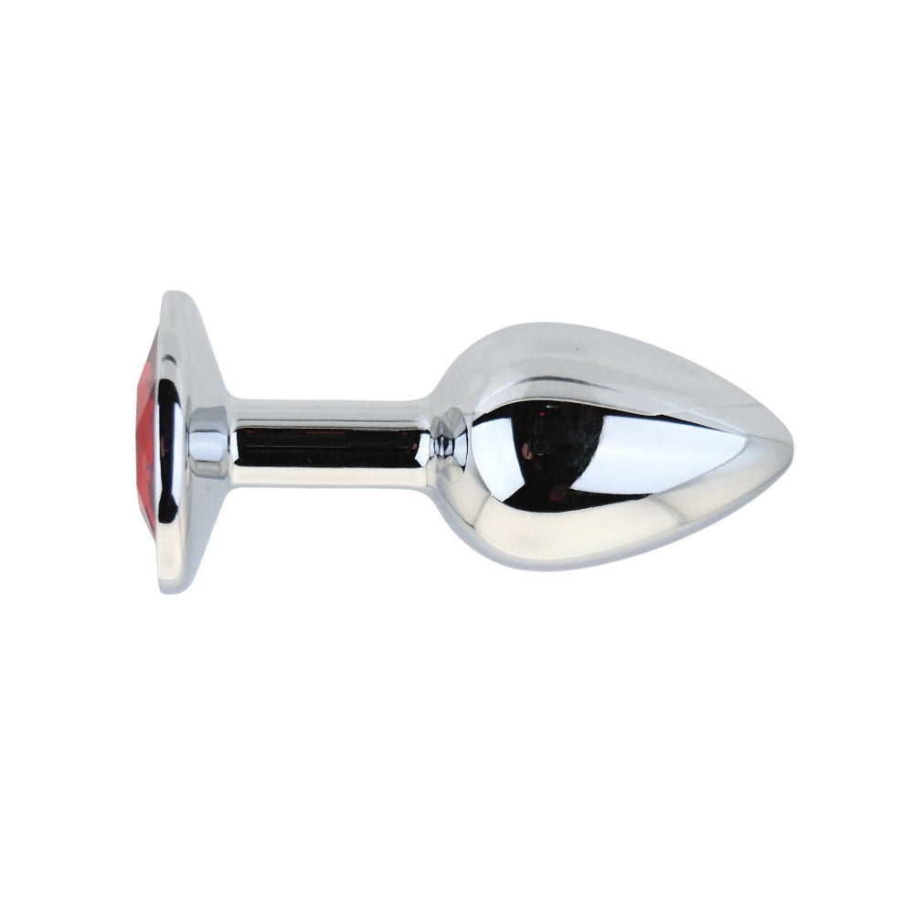 Toosh Silver Metal Butt Plug Small Red Stone