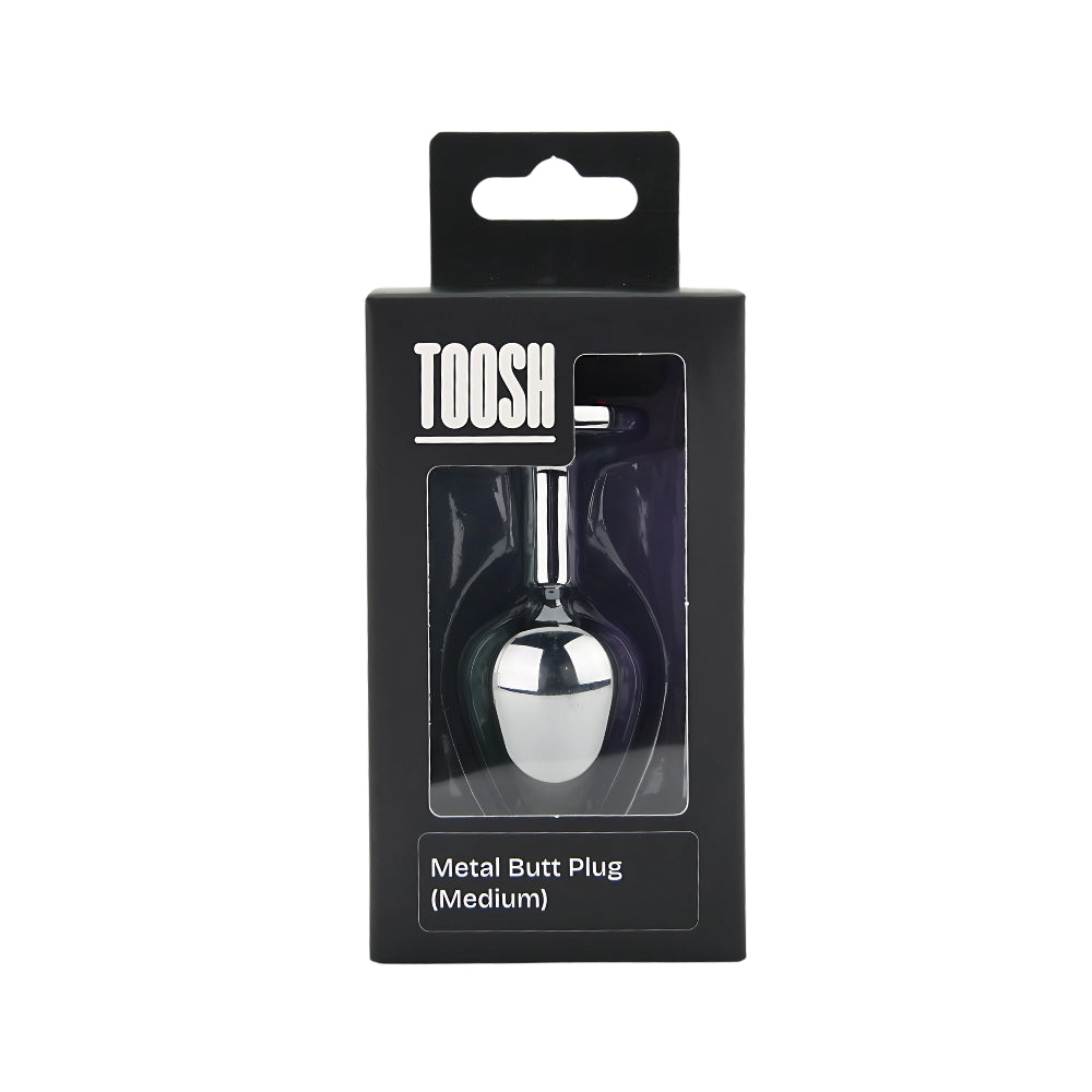 Toosh Silver Metal Butt Plug Medium Red Stone