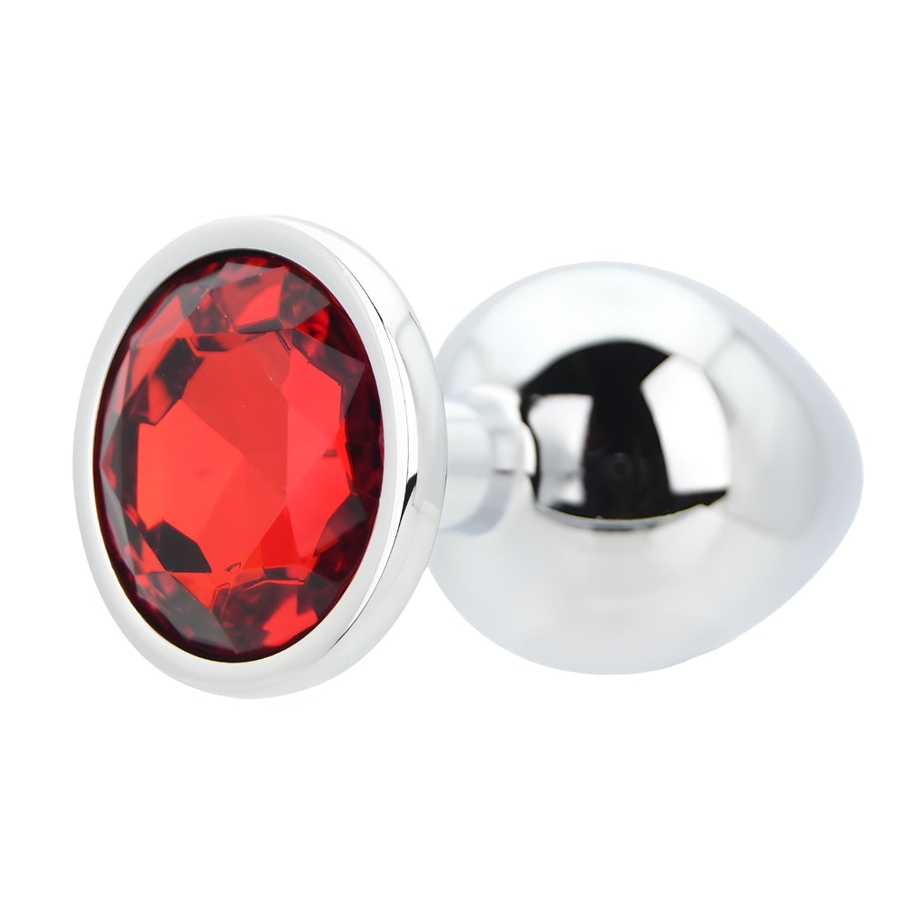 Toosh Silver Metal Butt Plug Large Red Stone