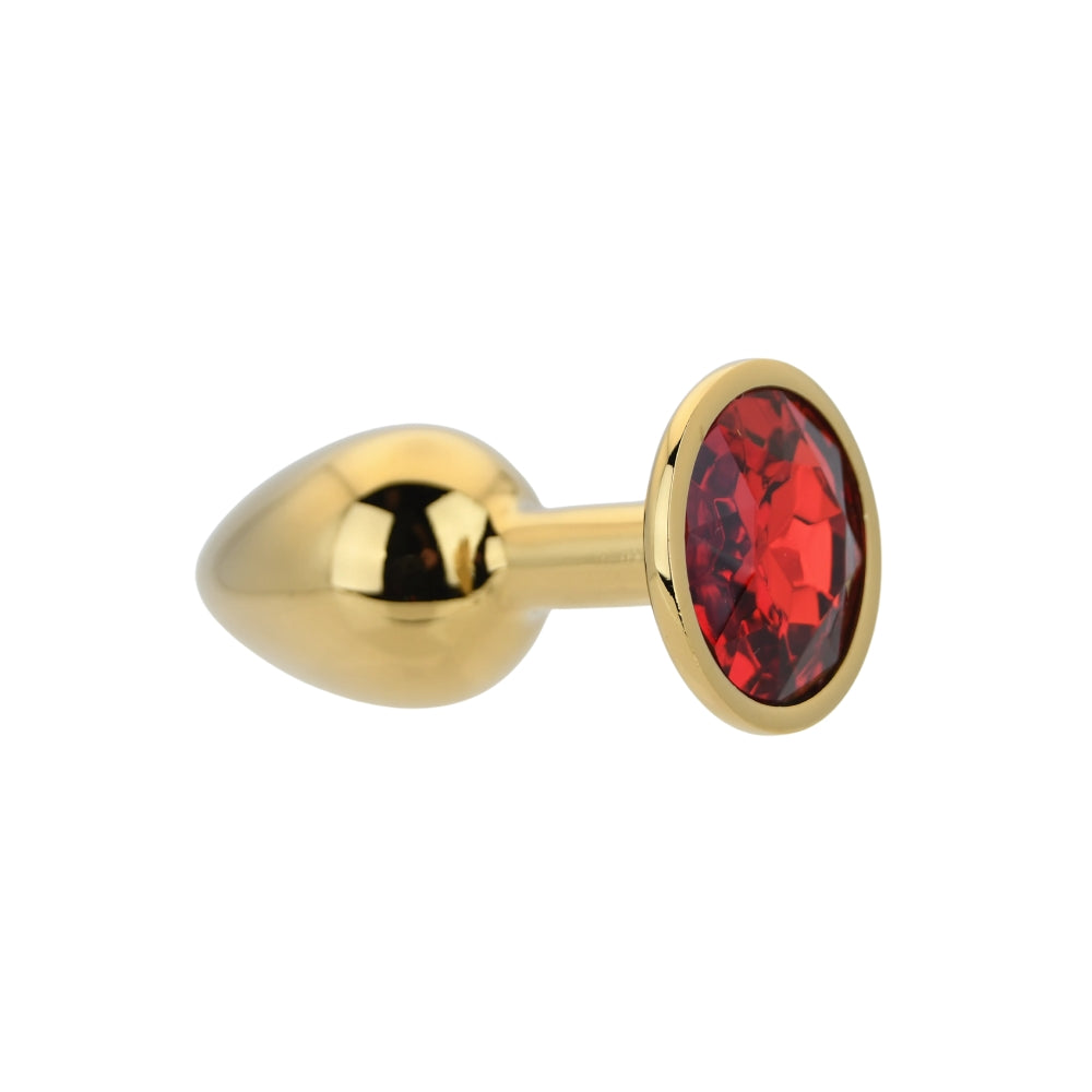Toosh Gold Metal Butt Plug Small Red Stone