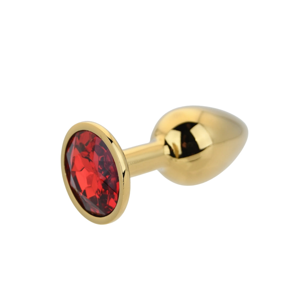 Toosh Gold Metal Butt Plug Small Red Stone