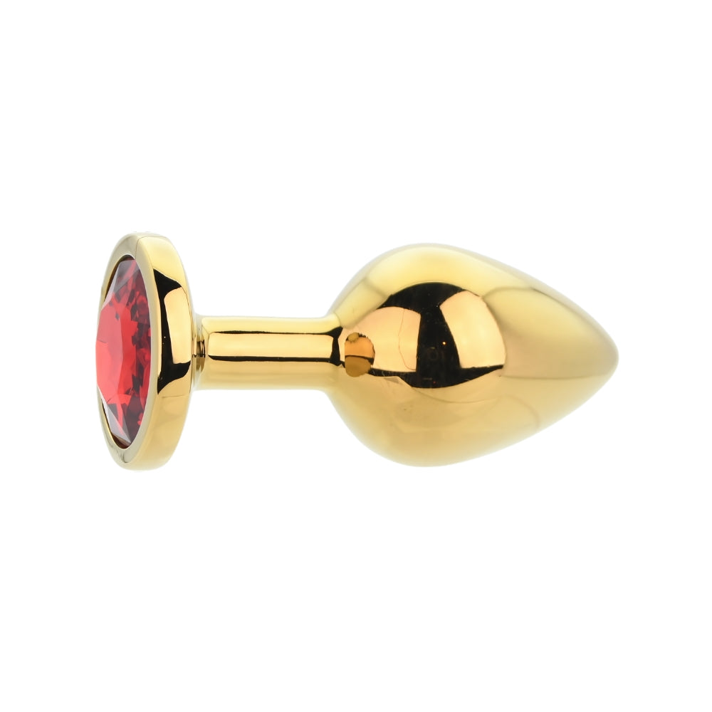 Toosh Gold Metal Butt Plug Medium Red Stone