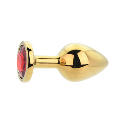 Toosh Gold Metal Butt Plug Medium Red Stone