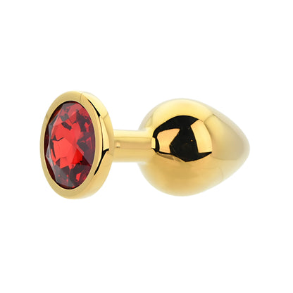 Toosh Gold Metal Butt Plug Medium Red Stone