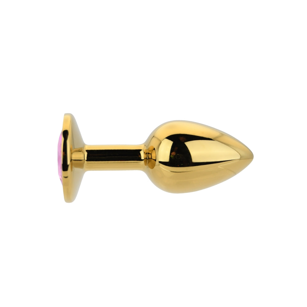 Toosh Gold Metal Butt Plug Small Pink Stone