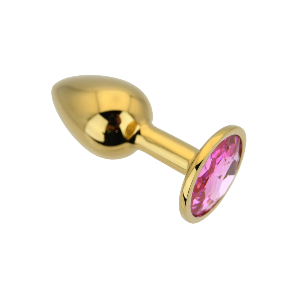 Toosh Gold Metal Butt Plug Small Pink Stone