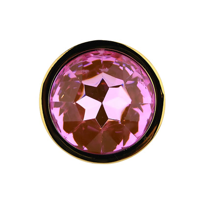 Toosh Gold Metal Butt Plug Small Pink Stone