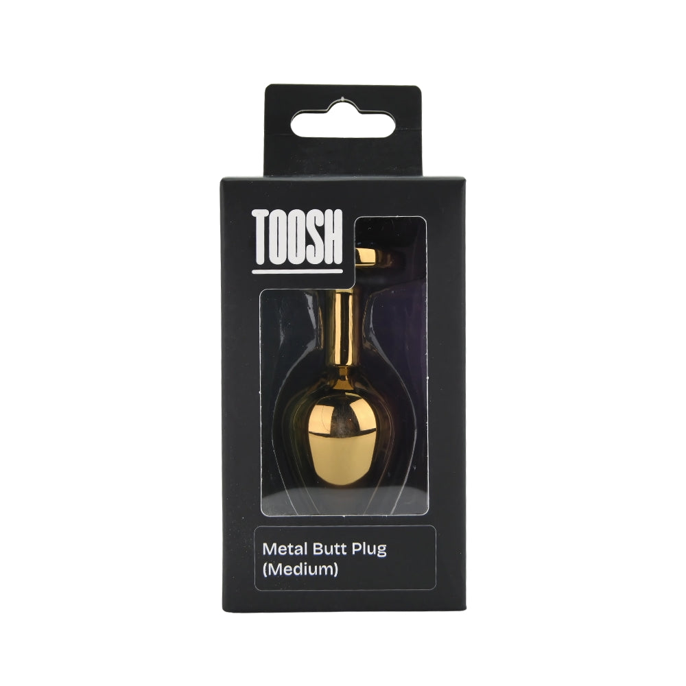 Toosh Gold Metal Butt Plug Medium Pink Stone