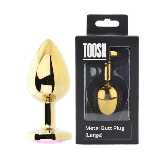 Toosh Gold Metal Butt Plug Large Pink Stone