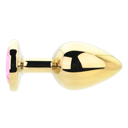 Toosh Gold Metal Butt Plug Large Pink Stone