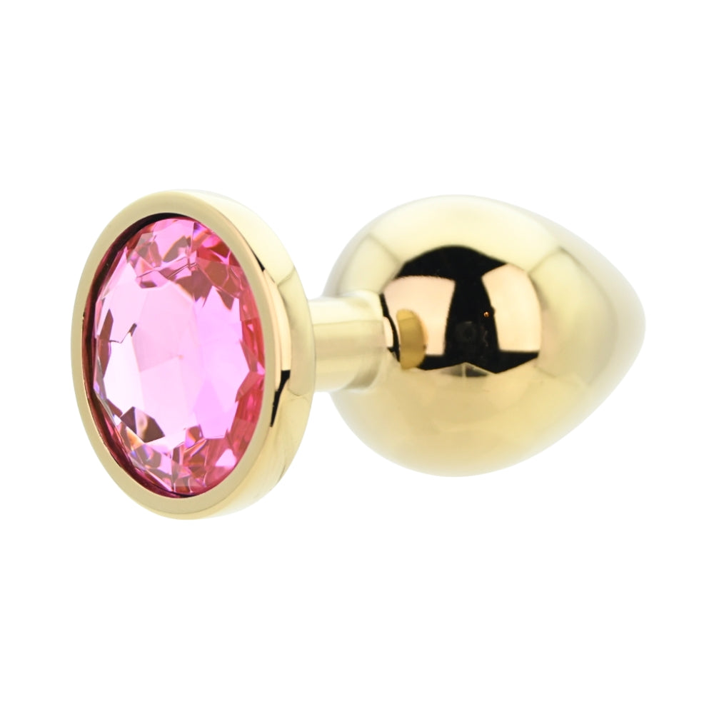 Toosh Gold Metal Butt Plug Large Pink Stone