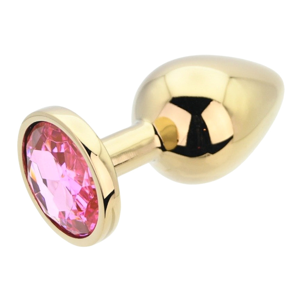 Toosh Gold Metal Butt Plug Large Pink Stone